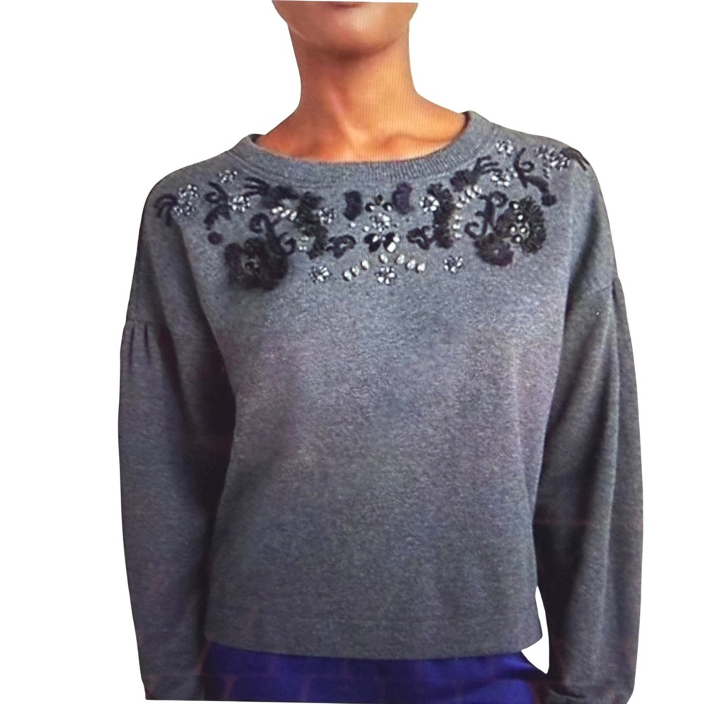 Anthropologie Maeve Tallie Beaded Embellished Sweater Sweatshirt Size Medium